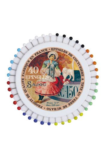 Sajou Glass Headed Dressmakers Pins - Lady Embroidering